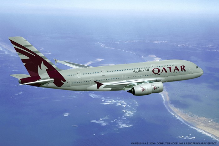 Máy bay chở khách A380 của hãng Hàng không Qatar.